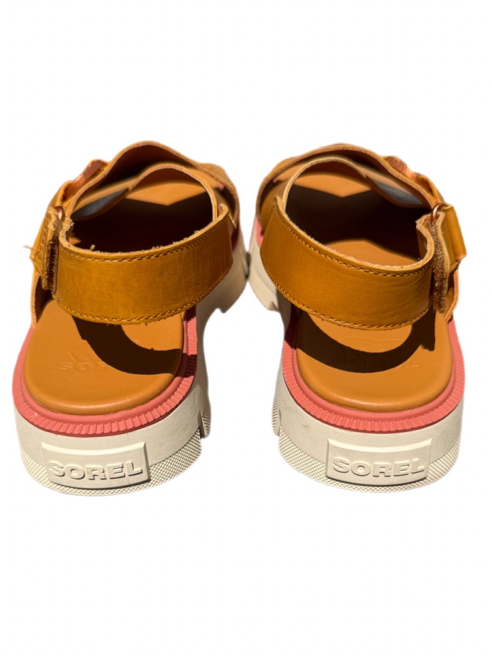 Sorel Rein CB Crisscross Platform Sandals Canyon Gold/Tan Leather Women’s 9 - Picture 6 of 11